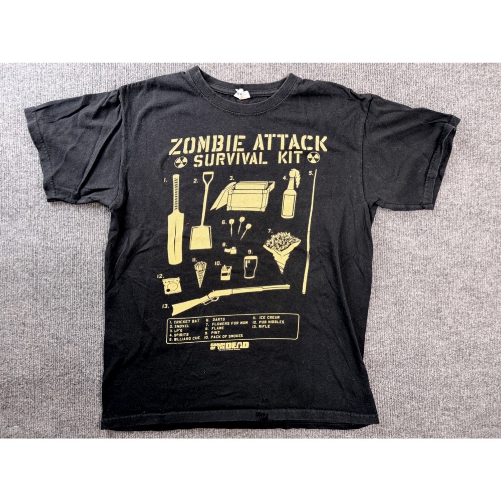 Anvil Shaun of the Dead Zombie Attack Survival Kit Graphic Tee Black Medium M